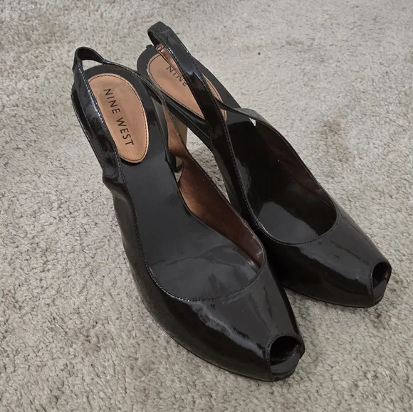 Nine West Dark Brown Women's Shoes Pre-owed Size 8. 4 Inch Heel. - Picture 7 of 8